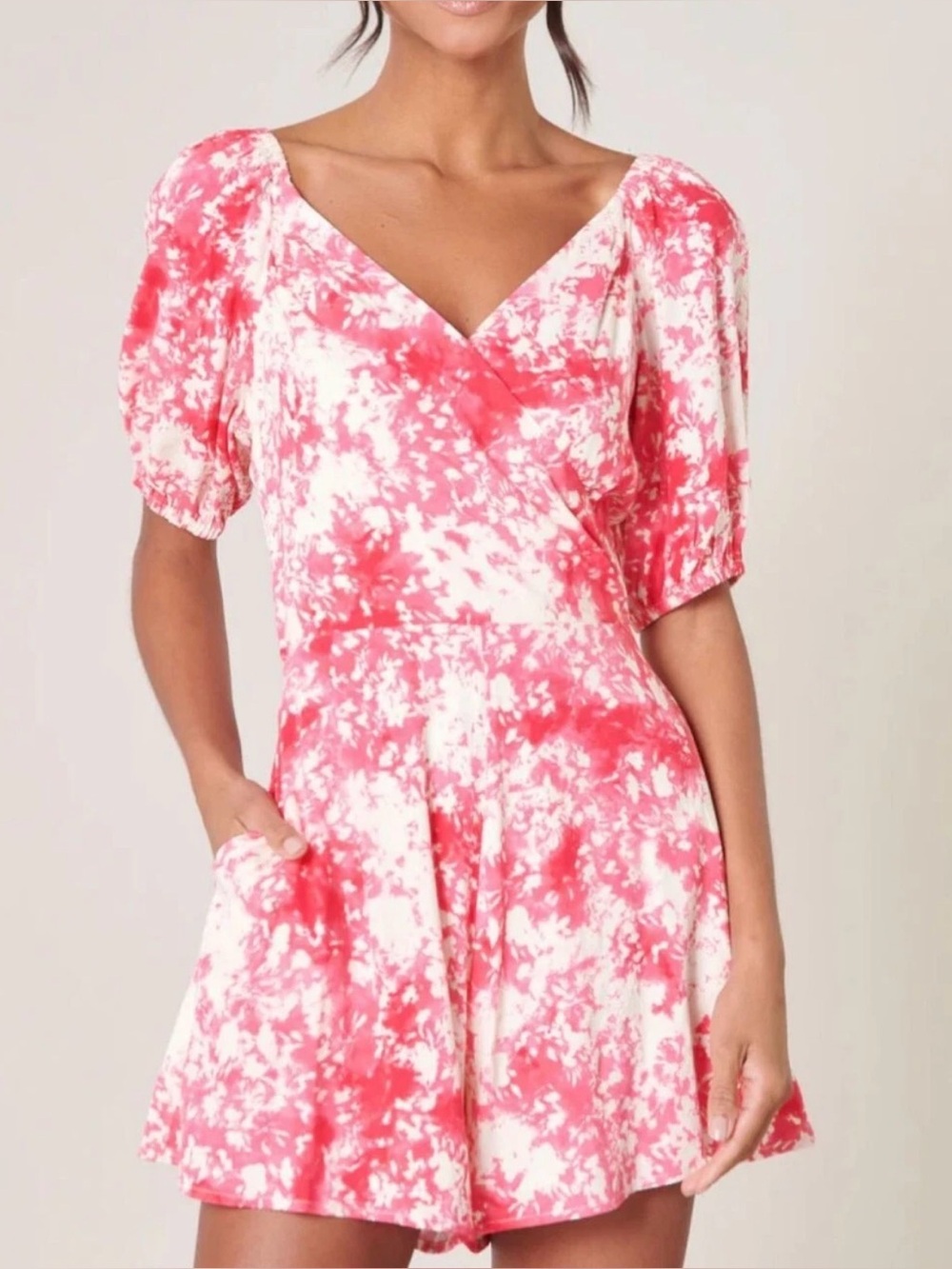 Sugarlips Red & Cream Tie-Dye Romper